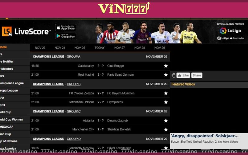 Cập nhật kết quả thi đấu nhanh chóng với công nghệ Livescore