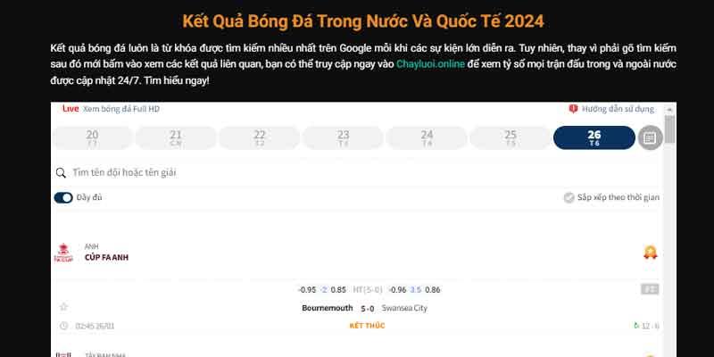 Lịch thi đấu bóng đá của nhiều giải đấu lớn nhỏ được tổng hợp