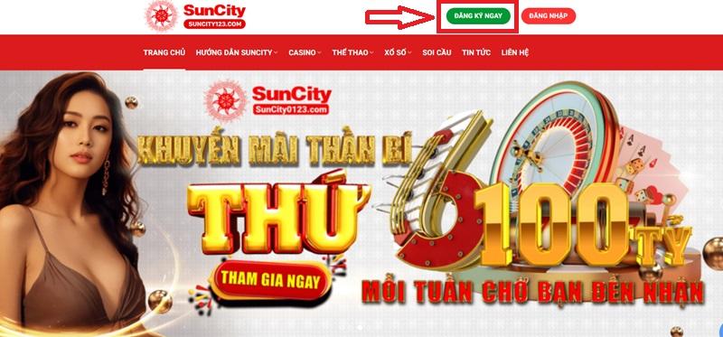 Hướng dẫn đăng ký tài khoản SUNCITY trên PC cho tân thủ