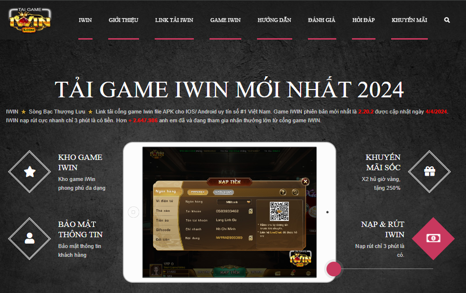 iWin: Nạp rút tiền ở cổng game bài đổi thưởng số #1 VietNam